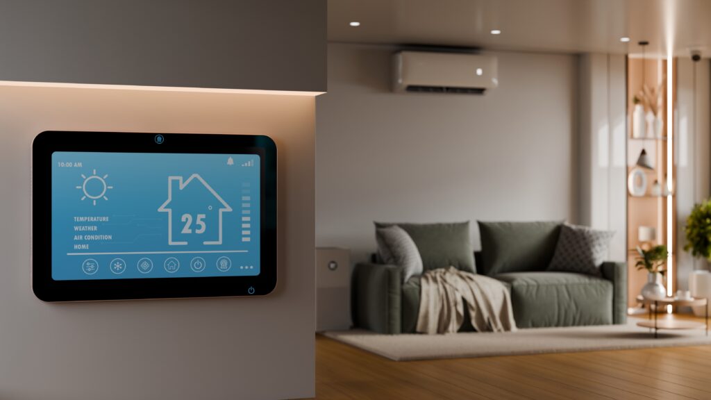 HVAC system maintaining comfortable indoor temperatures with smart home climate control technology